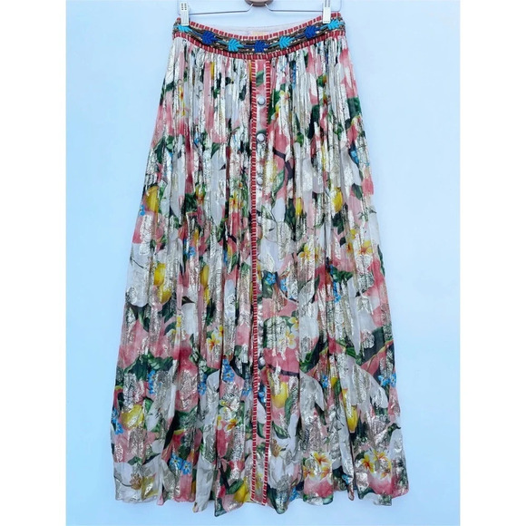 NWT Verb by Pallavi Singhee floral maxi Skirt Sz Small - Picture 4 of 11